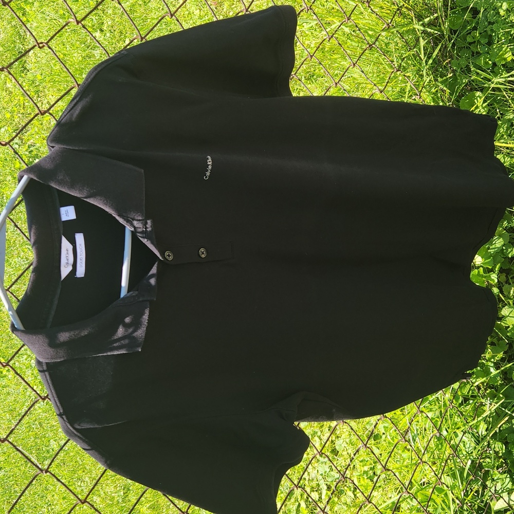 Calvin Klein, Men's Black Casual, Collard Work Attire Shirt
